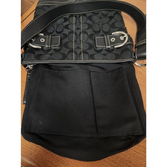 Coach Classic Signature Monogram Purse Handbag FO5M-3577 Black Jacquard canvas a - Picture 13 of 14